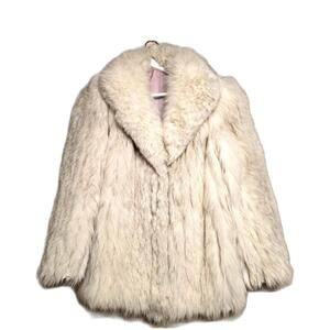 Authentic Luxurious Arctic Blue Fox Fur Coat with Satin Lining